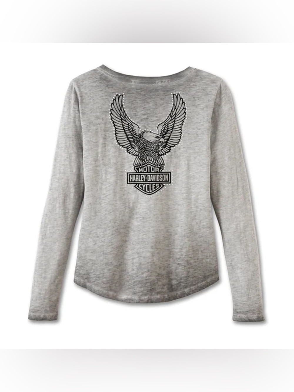 Harley Davidson Studded Eagle Lace Up Top Washed Black Size Large⁠